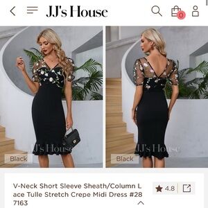 JJs House Black Floral Midi Dress